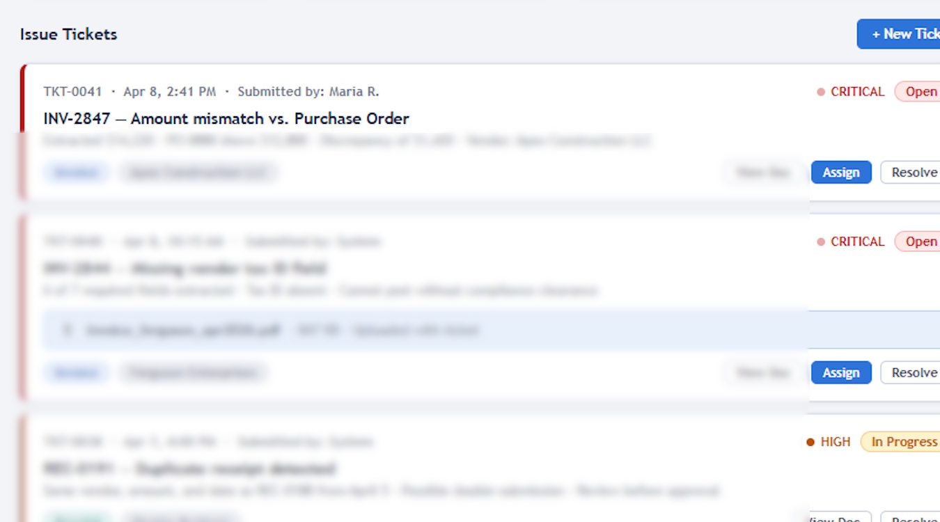 Issue Tickets screenshot